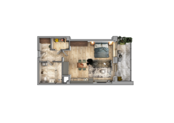 Layout of the apartment. Interior design. 3d visualization