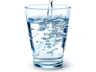 Fresh water in a glass on a white background, created by AI