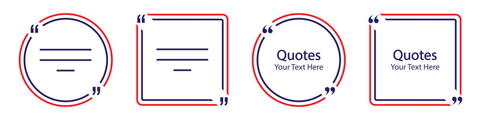 Quotes frame icon. Text frame icon, vector illustration