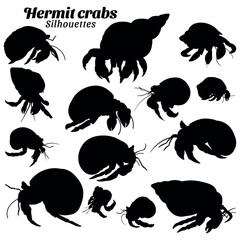 Set of hermit crab silhouettes