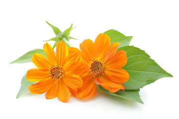 Mexican Sunflower, closeup, isolated on white background