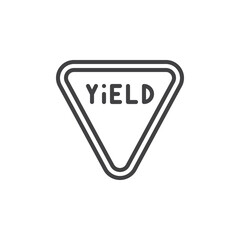 Triangle yield sign line icon