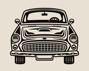 Obraz premium Classic car front view vector illustration on light background