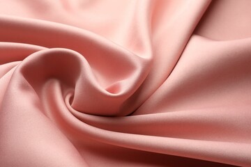 Obraz premium Crumpled pink silk fabric as background, closeup