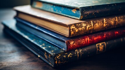 Closeup of books with detailed watercolor textures, macro photography, vibrant colors, sharp focus 8K , high-resolution, ultra HD,up32K HD