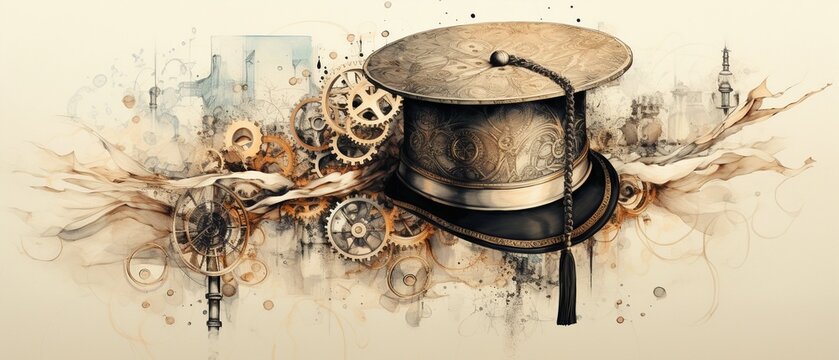 Steampunk man in a car with mechanical elements, vintage style, sepia tones, intricate design 8K , high-resolution, ultra HD,up32K HD