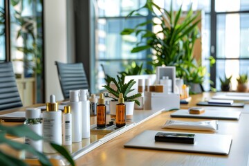 Corporate Wellness Meeting with Skincare Products | Employee Health Benefits Integration