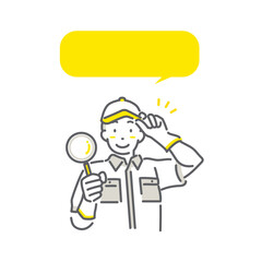さわやかな作業員の男性　シンプルでおしゃれな線画イラスト