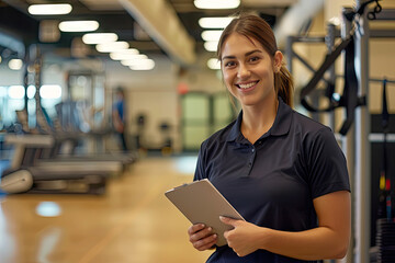 Fototapeta premium a physical therapist wearing a dark navy blue polo shirt