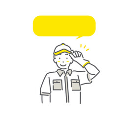 さわやかな作業員の男性　シンプルでおしゃれな線画イラスト