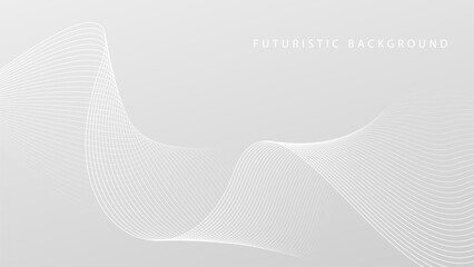 Futuristic gray white abstract background with shining wave lines pattern for banner, wallpaper, cover. Vector illustration
