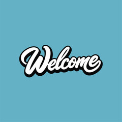 Vector Welcome Text Lettering Handwritten Logo on White

