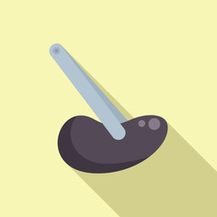 Modern flat design of a handoperated press icon with shadow on a yellow background