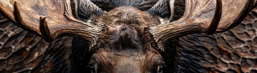 Detailed image of a moose antlers, showcasing the growth rings and structure, suitable for studies on antlered mammals