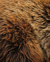 Fototapeta premium Detailed image of a grizzly bears fur, showcasing the layers and coloration, ideal for understanding temperate zone adaptation