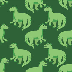 Green dinosaur seamless pattern illustration