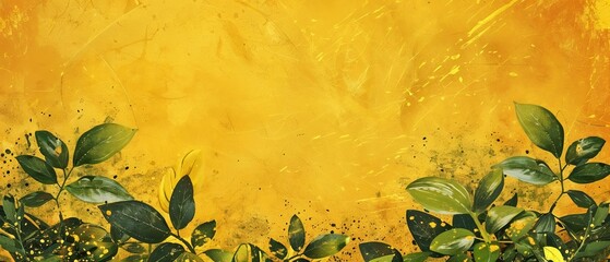 Mustard and leafy plant icon horizontal mobile web banner organic farming background for copy space.banner grunge backdrop