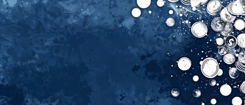 Navy and white minimalist money icons horizontal mobile web banner banking theme background for copy space.banner grunge backdrop