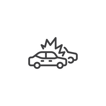 recommend clip art: Car Accident line icon