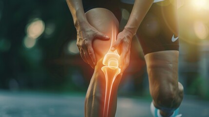 spot people  having knee injury due to ligament inflammation, knee pain due to exercise, massage, muscle relaxation, rheumatoid arthritis, gait disturbance, rheumatoid arthritis