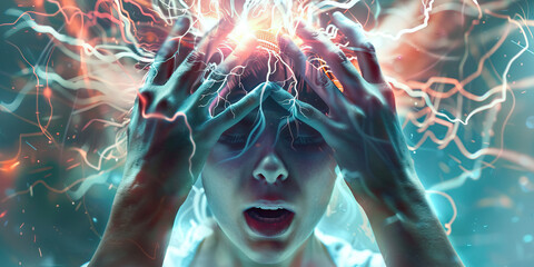 Psychiatric Disorders: The Mood Swings and Hallucinations of Mental Health Disorders - Visualize a scene where mood swings are extreme and hallucinations occur, indicating psychiatric disorders such a