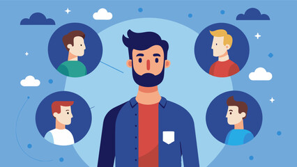 A man feels pressure to hide his true self whether it be his interests personality or appearance in order to fit into the societal mold of what a real man should be.. Vector illustration