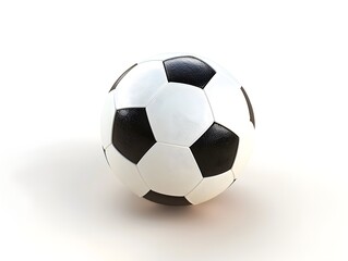Classic Black and White Soccer Ball on Plain White Background