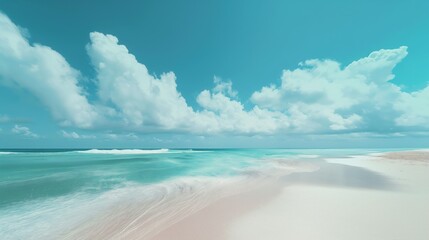 Obraz premium Beautiful beach with palms and turquoise sea in island.