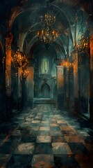 Obraz premium Majestic Gothic Cathedral Interior Exuding Timeless Spiritual Elegance and Grandeur