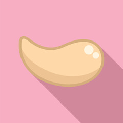 Flat designed cashew nut, on a pastel pink backdrop, ideal for food or nutrition themes