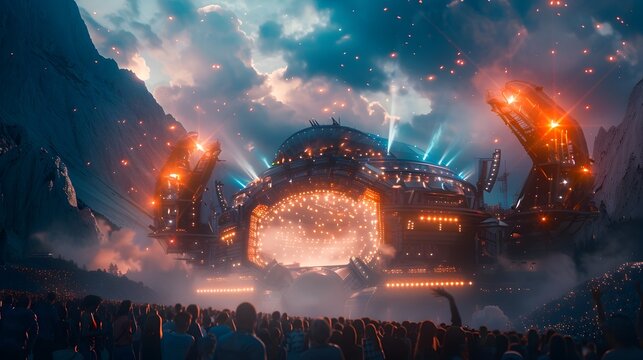 Mesmerizing Mountain Music Festival Illuminating the Night Sky