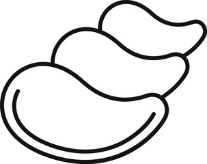 Simple vector line drawing depicting a stylized seashell in black and white