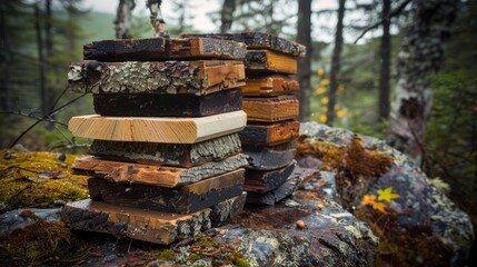 Fototapeta premium Artisanal sustainable wood cutting boards handcrafted masterpieces from sustainably sourced wood