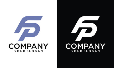 Abstract letter FP PF logo. Flat vector logo design template element.