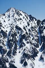 残雪の独標から穂高を望む