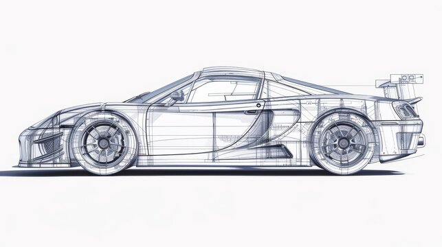 Automotive engineering blueprint of a high-performance sports car