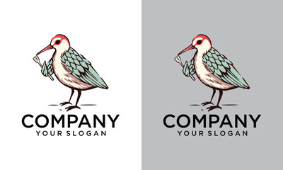 Vintage label with ink hand drawn flying bird. Vector illustration.