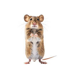 Obraz premium Cute Mouse Standing On Hind Legs Isolated On White Background
