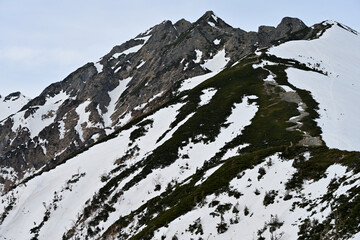 残雪の丸山から西穂