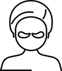 Minimalistic black and white line drawing of an individual with a stylish headwrap