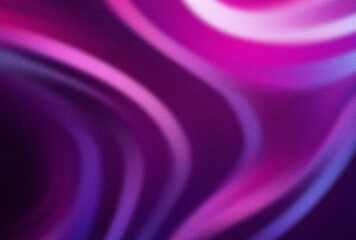 Purple blue pink glowing blurred abstract gradient wave on black background grainy noise texture banner copy space