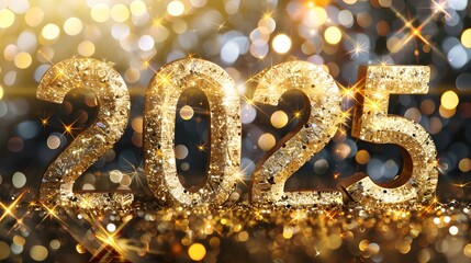 Happy New Year 2025. Text number 2025