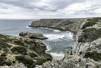 oastal Cliffs and Rocky Shoreline at Cabo San Vicente, Portugal