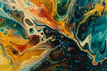 Obraz premium A vibrant abstract organic form that blends fluid, realistic, and fantastical elements. Ultra-detailed textures and bold, dynamic lines create an intricate