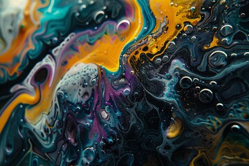 Obraz premium A vibrant abstract organic form that blends fluid, realistic, and fantastical elements. Ultra-detailed textures and bold, dynamic lines create an intricate