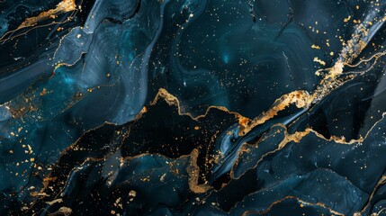Black marble luxury, deep ocean color with glow in the dark streaks, full focus, website background, design template