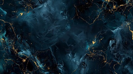 Black marble luxury, deep ocean color with glow in the dark streaks, full focus, website background, design template