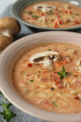 Hearty Pizza Soup with Cabanossi and Ground Beef