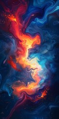 Fototapeta premium Liquid Swirls with Vivid Radiance in Deep Space
