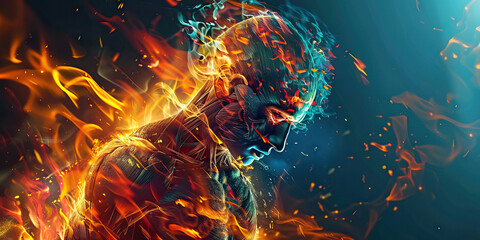 Burning Sensation: The Intense, Burning Feeling of Nerve Pain - Visualize a scene where a burning sensation spreads through the body, indicating nerve damage or irritation.